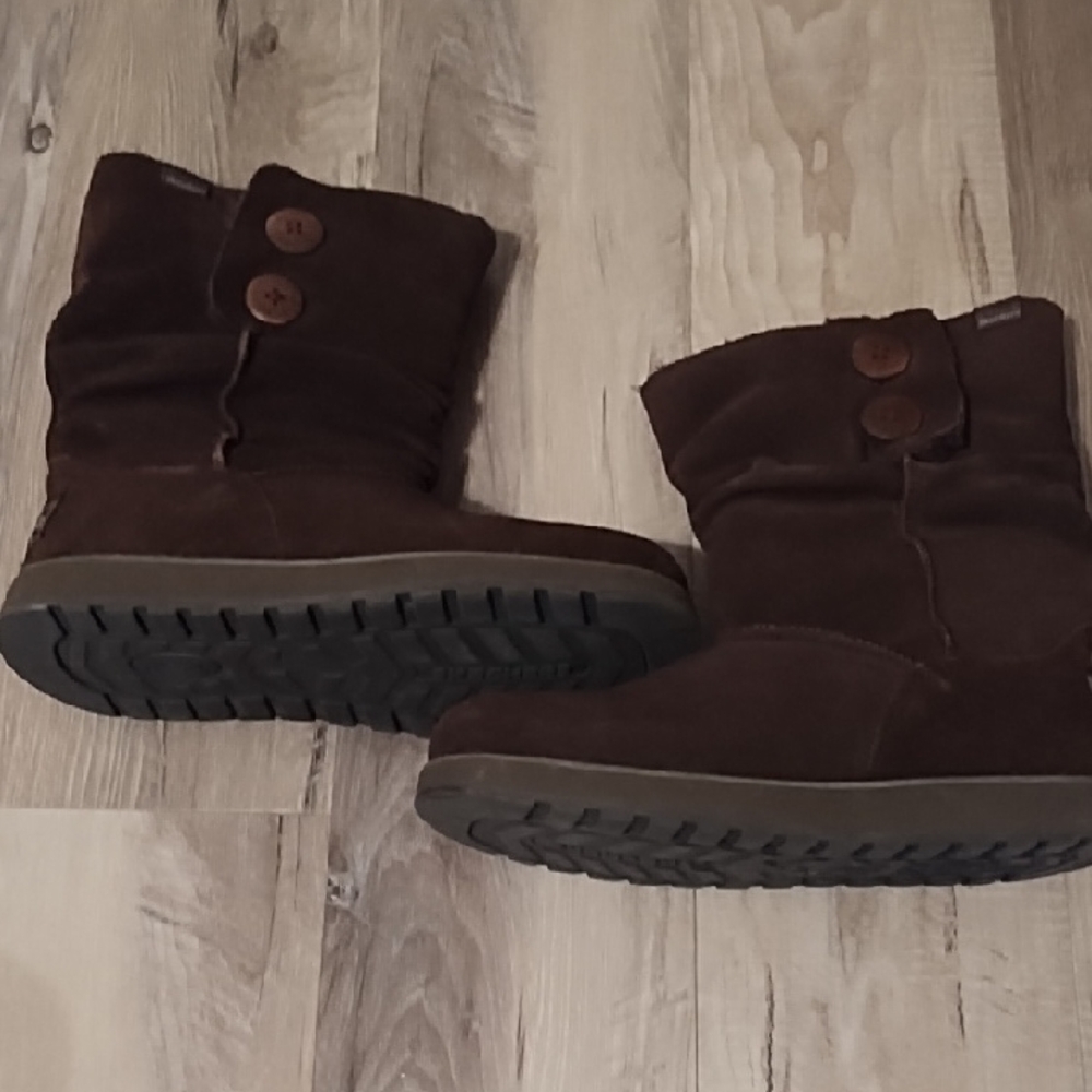Skechers Brown Ankle Boots with Button Detail